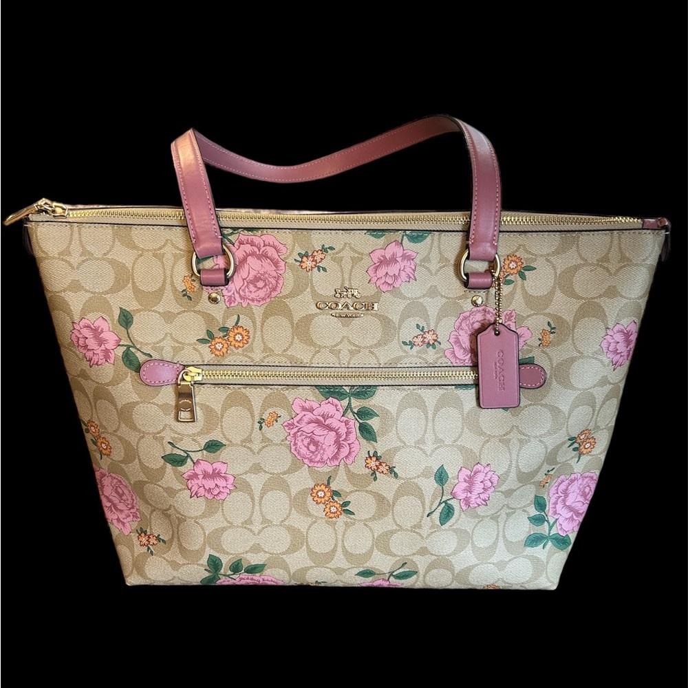 AUTHENTIC Coach Gallery Tote Prairie Rose with matching wallet
